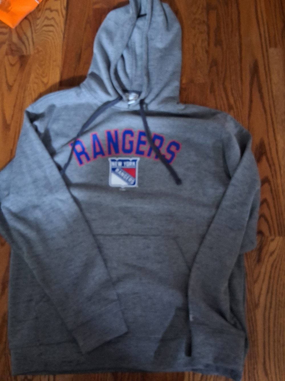 RANGERS Grey Hooded Pullover Sweatshirt